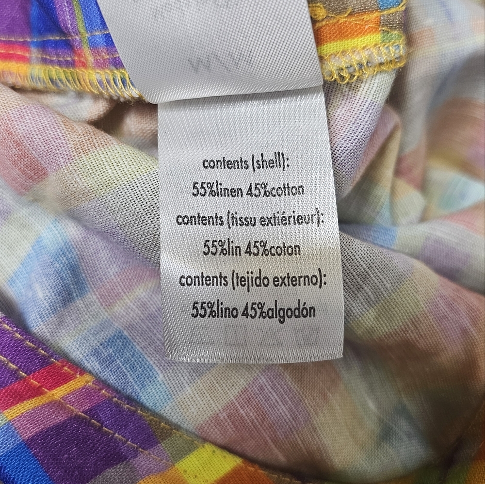 Euc We Wore What Basic Rainbow Plaid Overall Shor… - image 8